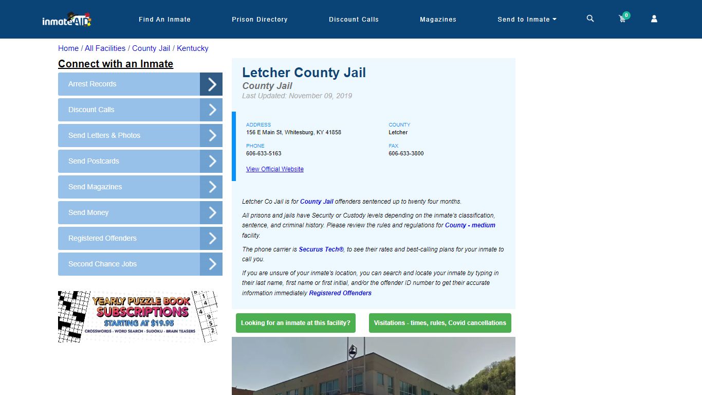 Letcher County Jail - Inmate Locator - Whitesburg, KY